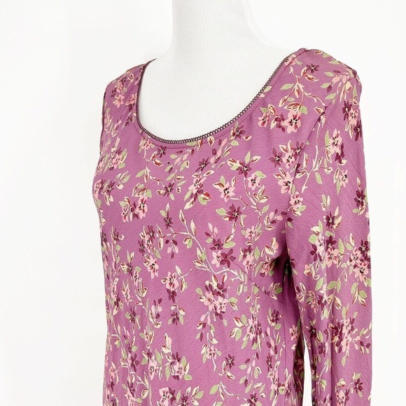 Vintage Karavan Purple Floral Bias Cut Maxi Dress Long Sleeve XL Ditsy Floral - Picture 4 of 9